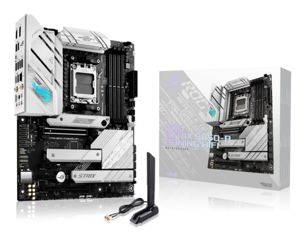 ROG STRIX B650-A GAMING WIFI, Processor family AMD, Processor socket AM5, DDR5 DIMM, Memory slots 4, Supported hard disk drive interfaces 	SATA, M.2, Number of SATA connectors 4, Chipset  AMD B650, ATX