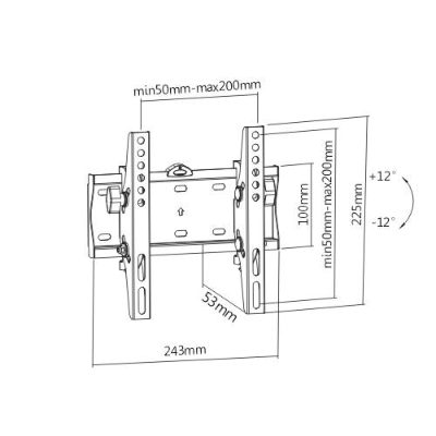 Wall mount, WM-42T-02, Tilt, 23-42 ", Black