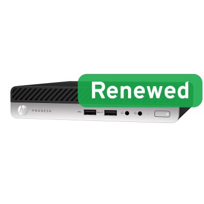 HP Renewed Grade A, ProDesk 400 G4, Intel Core i3, i3-8100T, 8 GB, SSD, 128 GB, Intel UHD Graphics 630, Windows 11 Pro