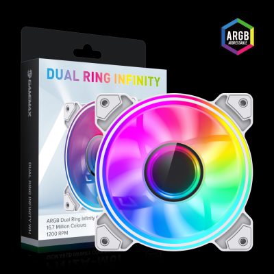 Gamemax Case Fan, DUAL RING INFINITY WH, White