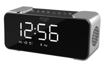 Wireless alarm clock with radio, AD 1190, Alarm function, AUX in, Silver/Black
