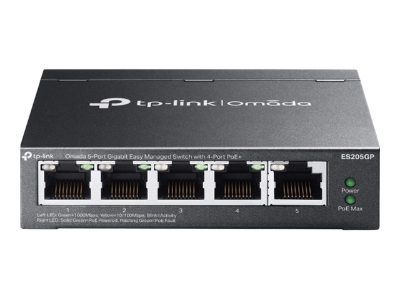 Omada 5-Port Gigabit Easy Managed Switch with 4-Port PoE+, ES205GP, Desktop/Wall mountable