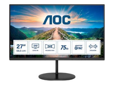 LCD Monitor, Q27V4EA, 27 ", IPS, QHD, 16:9, 75 Hz, 4 ms, 2560 x 1440, 250 cd/m², Headphone out, HDMI ports quantity 1, Warranty 36 month(s)