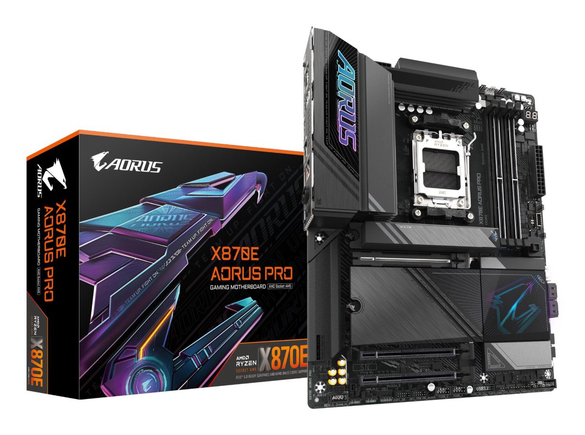 Mainboard, GIGABYTE, AMD X870E, SAM5, ATX, Memory DDR5, Memory slots 4, 1xPCI-Express 3.0 4x, 1xPCI-Express 4.0 4x, 1xPCI-Express 5.0 16x, 4xM.2, 1xHDMI, 2xUSB 2.0, 7xUSB 3.2, 2xUSB-C, 1xOptical S/PDIF, 1xRJ45, 2xAudio port, X870EAORUSPRO