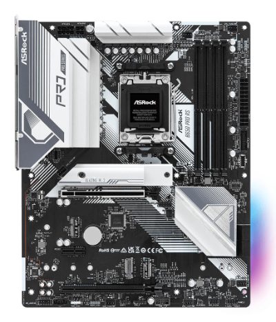 Mainboard, ASROCK, AMD B650, SAM5, ATX, Memory DDR5, Memory slots 4, 1xPCI-Express 3.0 16x, 1xPCI-Express 4.0 16x, 3xM.2, 1xHDMI, 1xDisplayPort, 6xUSB 2.0, 3xUSB 3.2, 1xUSB-C, 1xRJ45, 3xAudio port, B650PRORS