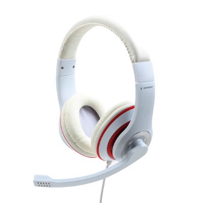 Stereo Headset, MHS 03 WTRD, 3.5 mm, White with Red Ring, Headset