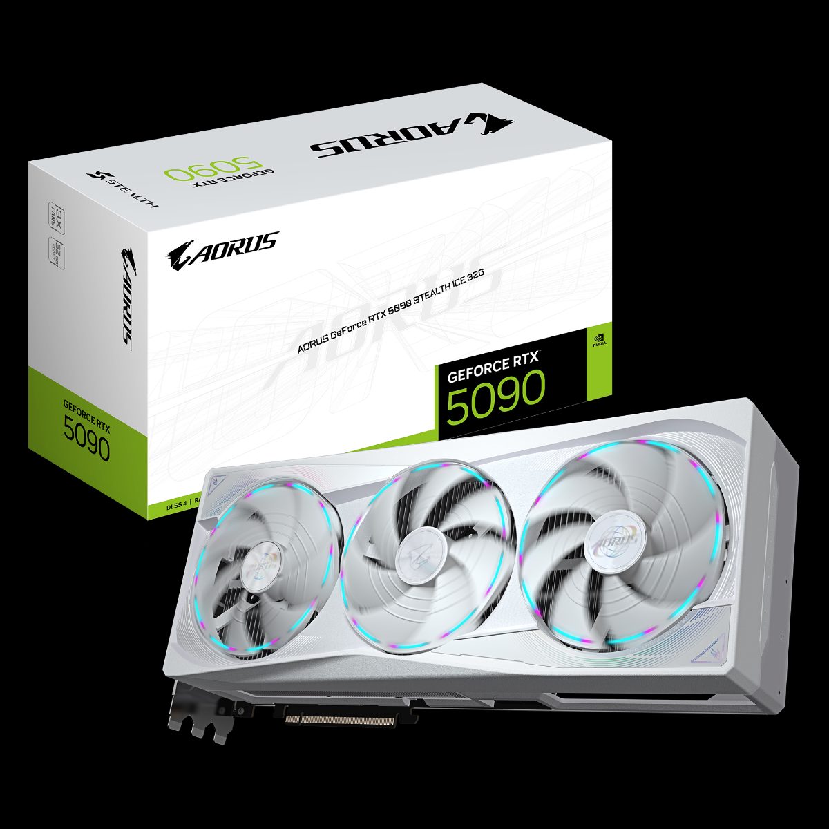 Gigabyte AORUS GeForce RTX 5090 STEALTH ICE 32G, NVIDIA, 32 GB, GeForce RTX 5090, GDDR7, HDMI ports quantity 1, PCI-E 5.0