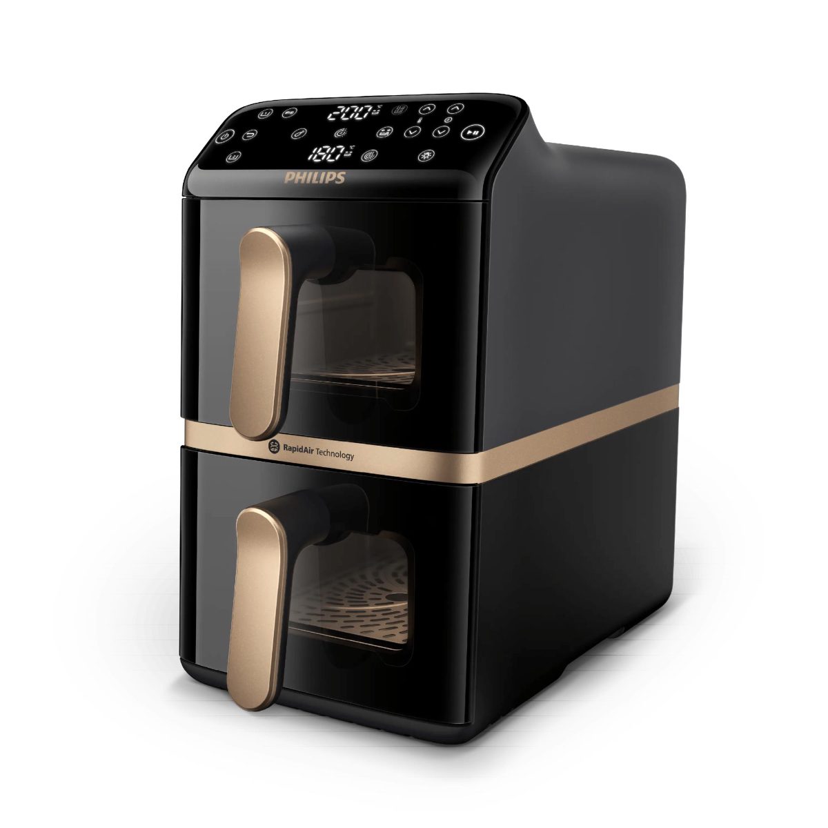 Philips Dual Basket Airfryer, NA462/70 4000 Series, Power 2750 W, Capacity 10 L, Rapid Air technology, Black