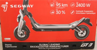 Ninebot by Segway Superscooter GT3 E, Segway Superscooter GT3 E, Electric Scooter, Max 2400 W, Up to 25 km/h, 11 ", 24 month(s), Black and Grey, DAMAGED PACKAGING, PAINT AND BODY, MISSING INNER PACKAGING, SCRATCHED, DIRTY