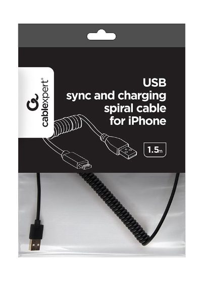 CABLE LIGHTNING TO USB2 1.5M/SPIRAL CC-LMAM-1.5M GEMBIRD