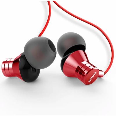 AIWA In-Ear stereo austiņas ar mikrofonu, sarkanas