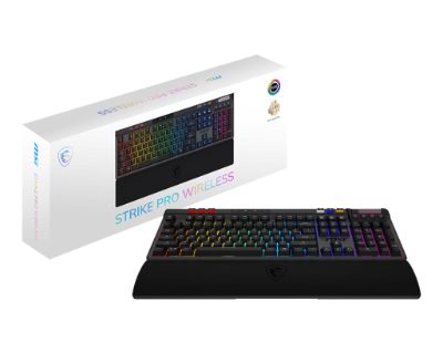 MSI STRIKE PRO WIRELESS, Gaming keyboard, Wireless, US, Kailh Midnight Pro Silent Tactile, Black