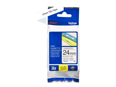 TZ-251 Laminated Tape, Black on White, TZe, 8 m, 2.4 cm