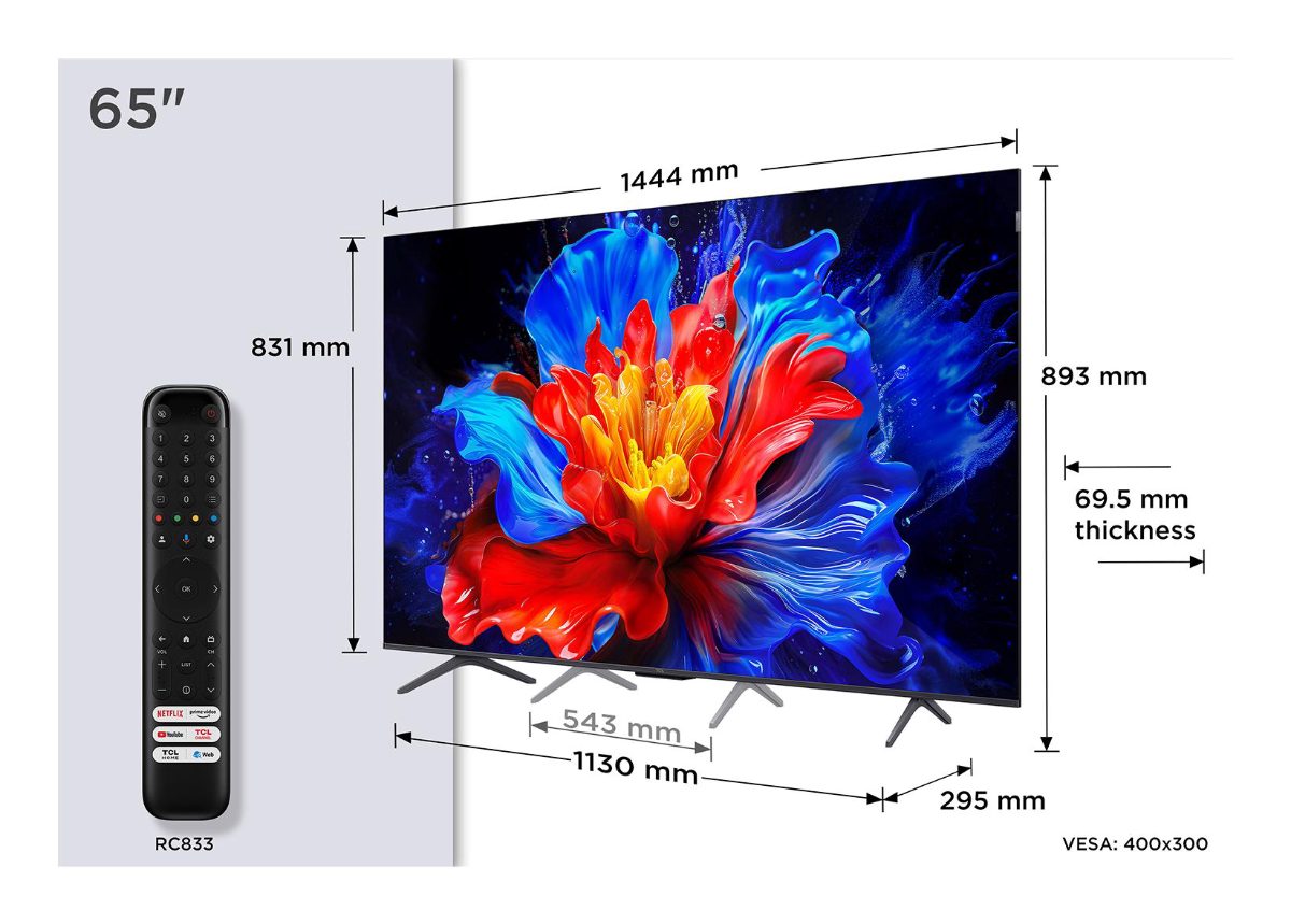 TV Set, TCL, 65 ", 4K Ultra HD, 3840 x 2160 pixels, Flat, 16:9, QLED, 65P8K