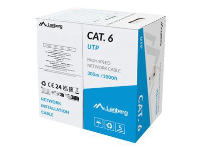 LAN Cable Cat.6 305M Solid CCA Grey Fluke Passed, LCU6-15CC-0305-S