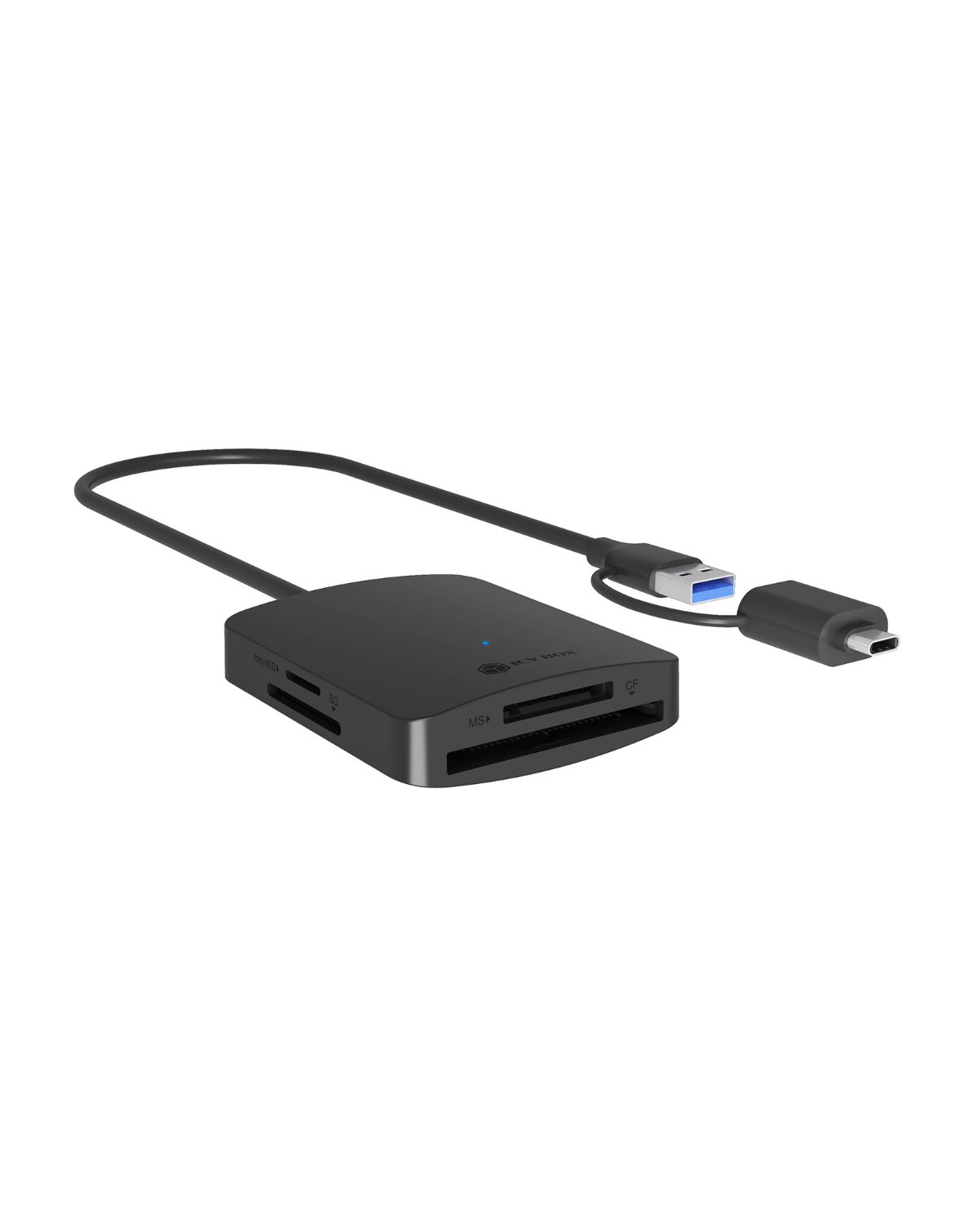 Raidsonic 4-in-1 Card Reader with USB 3.2 Gen 1 Type-A + Type-C, IB-CR302-CU3