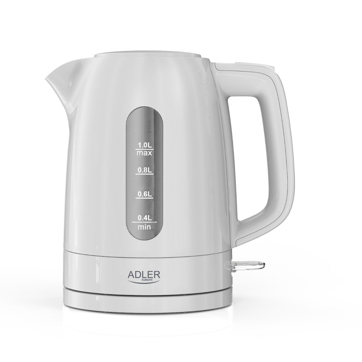 Adler Kettle, AD 1380w, Electric, 2200 W, 1 L, Polypropylene, 360° rotational base, White
