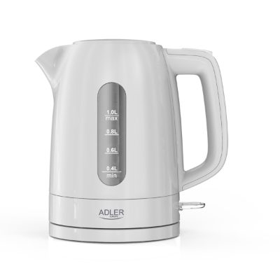 Adler Kettle, AD 1380w, Electric, 2200 W, 1 L, Polypropylene, 360° rotational base, White