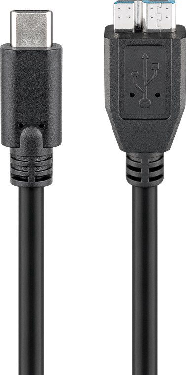 Round cable, USB-C to micro-B 3.0 cable, 67995, micro-B 3.0, USB-C (male)