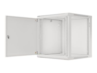Rack cabinet 19" wall-mount 12U/600x600 for self-assembly with metal door (flat pack), WF01-6612-00S, Grey
