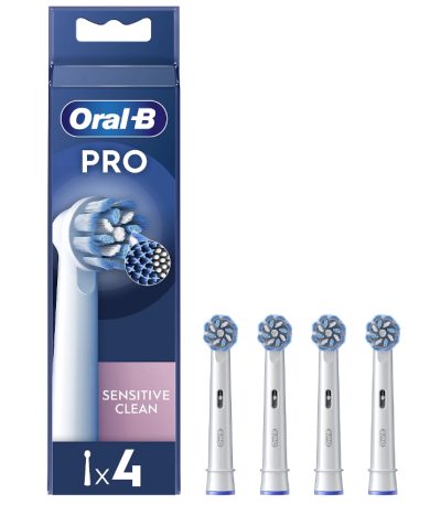 Replaceable toothbrush heads, EB60X-4 Sensitive Clean Pro, Heads, For adults, Number of brush heads included 4, White