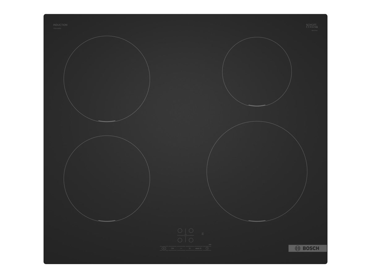 Bosch PIE61ABB5E, Hob, Induction, Number of burners/cooking zones 4, Touch, Matt Black, Timer