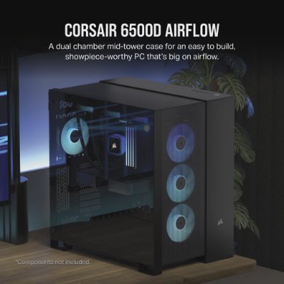 Corsair Dual Chamber PC Case, 6500D AIRFLOW, Black, Mid-Tower, ATX
