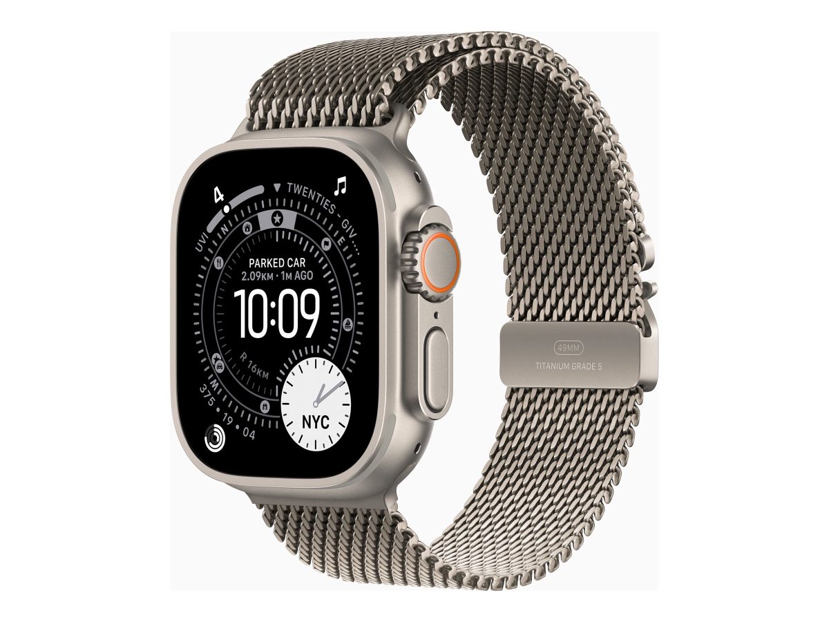 Apple Watch Ultra 3 GPS + Cellular 49mm Natural Titanium Case with Natural Titanium Milanese Loop - Medium, Apple