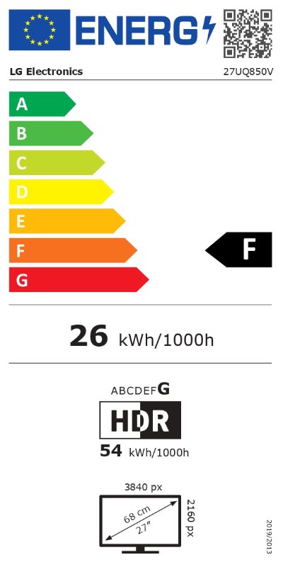 7UQ850V-W, 27 ", IPS, 16:9, 60 Hz, 5 ms, 3840 x 2160 pixels, 400 cd/m², HDMI ports quantity 2
