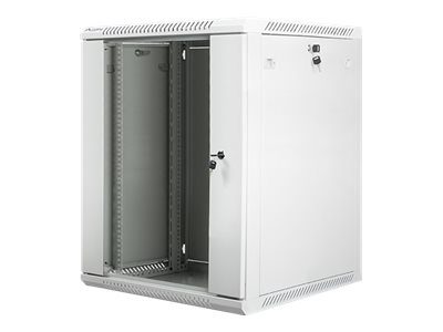 Rack cabinet 19" wall-mount 15U/600x600 (flat pack) with glass door, WF01-6615-10S, Grey