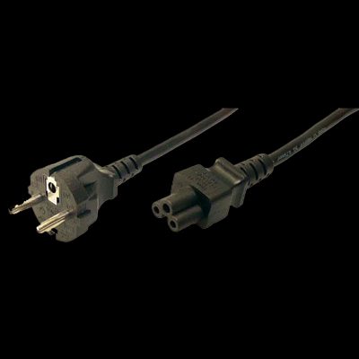 Black CEE7/7 Schuko, C5 coupler
