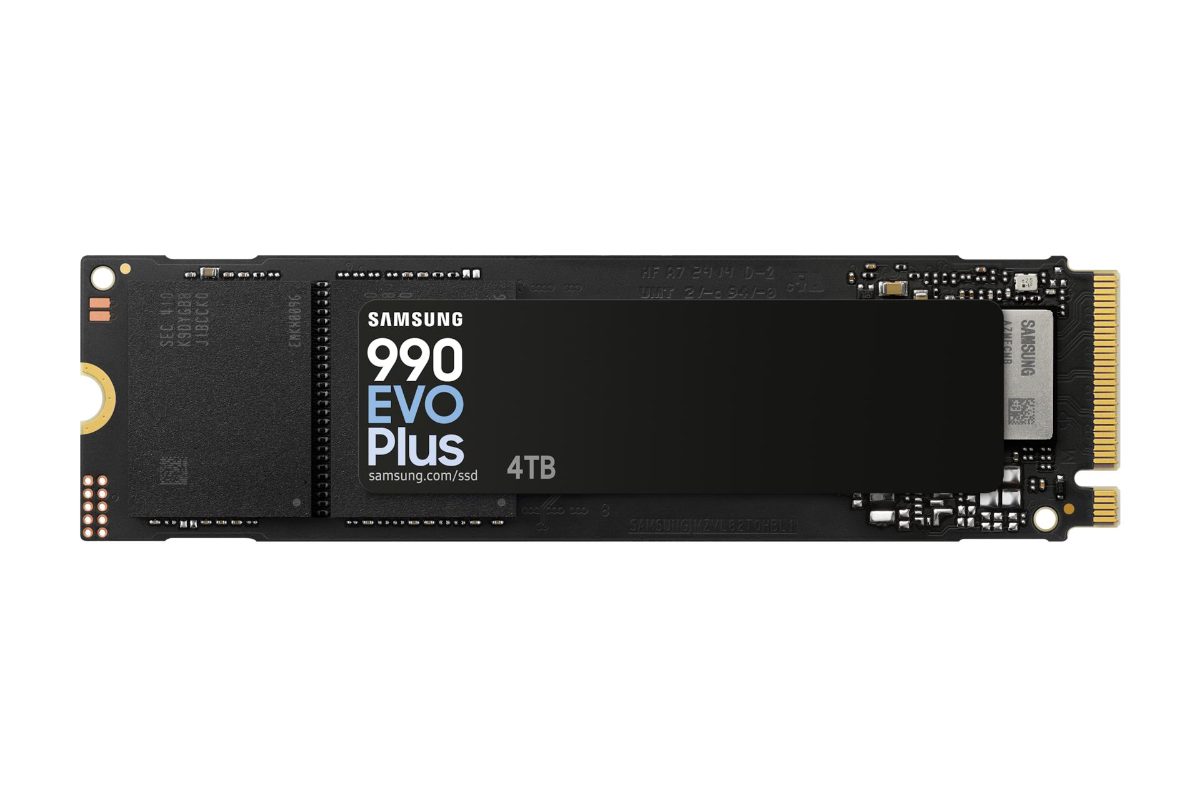 Samsung 990 EVO Plus, 4000 GB, SSD form factor M.2 2280, Solid-state drive interface PCIe 4.0 x4/5.0 x2 NVMe 2.0, Read speed 7250 MB/s, Write speed 6300 MB/s