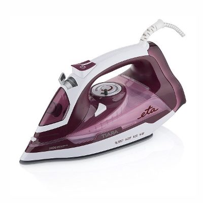 Iron, ETA126990000 Tiara II, Steam Iron, 2400 W, Water tank capacity 450 ml, Continuous steam 40 g/min, Steam boost performance 130 g/min, Red