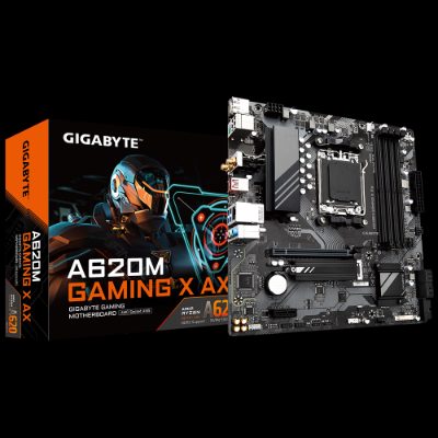A620M GAMING X AX 1.0 M/B, Processor family AMD, Processor socket AM5, DDR5 DIMM, Memory slots 4, Supported hard disk drive interfaces SATA, M.2, Number of SATA connectors 4, Chipset AMD A620, Micro ATX