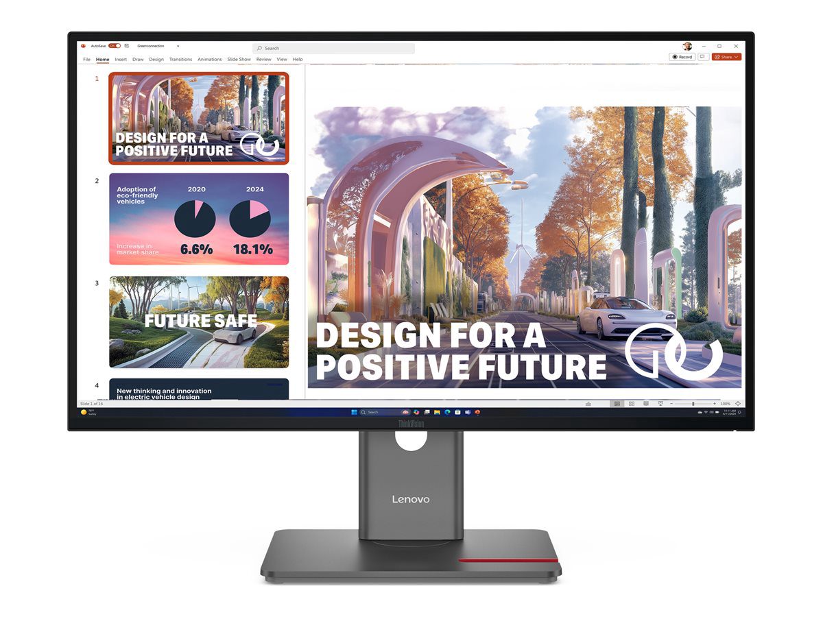 ThinkVision P27QD-40, 27 ", IPS, 16:9, 120 Hz, 4 ms, 2560 x 1440 pixels, 350 cd/m², HDMI ports quantity 1, Raven Black, Warranty 36 month(s)