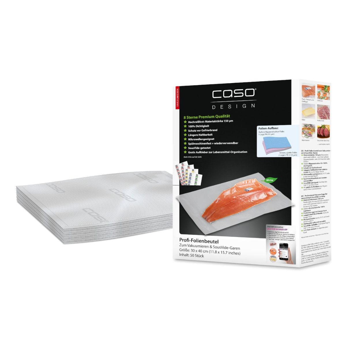 Foil bags, 01220, 50 units, Dimensions (W x L) 30 x 40 cm, Ribbed
