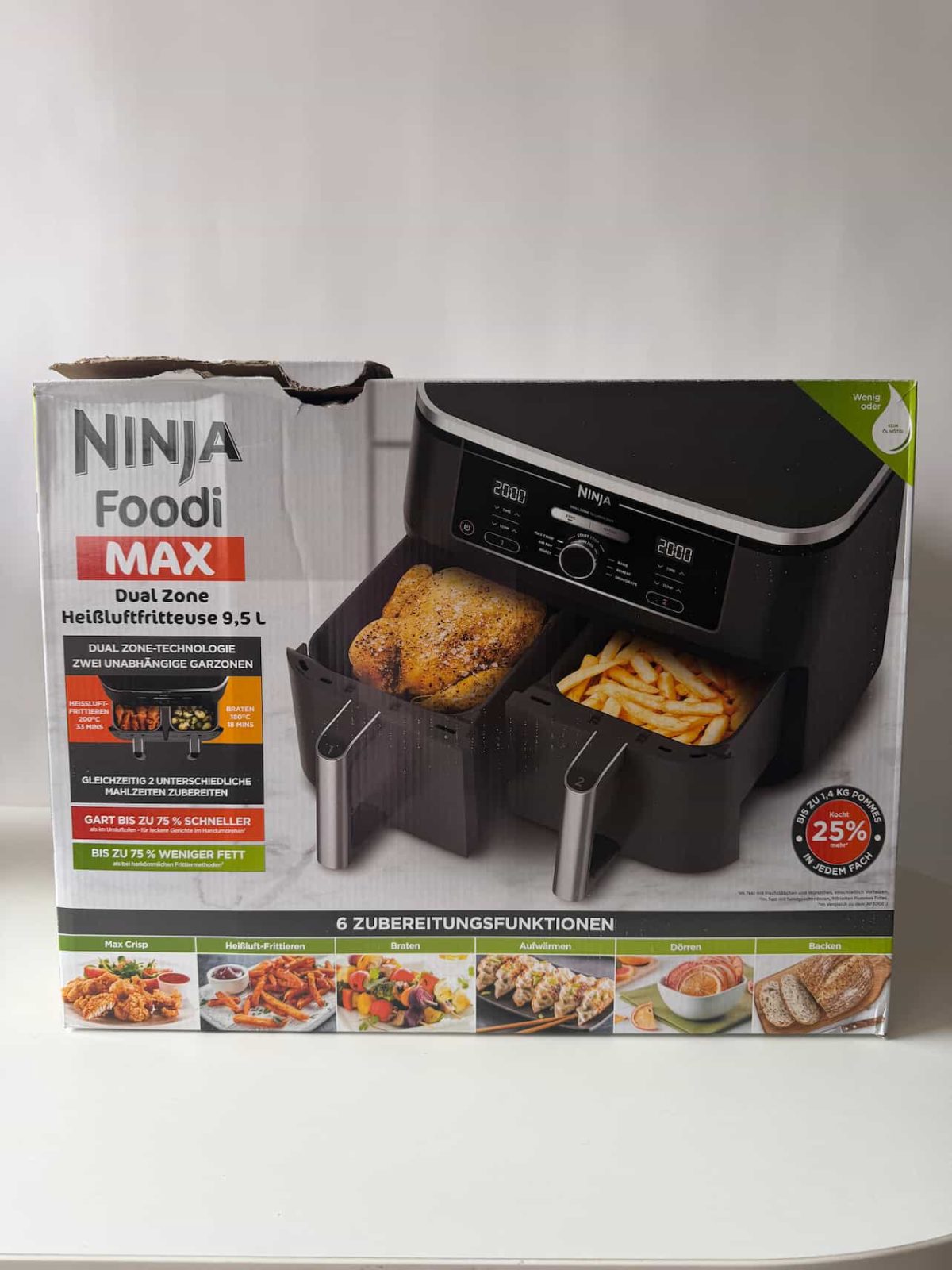 Ninja Dual karstā gaisa katls , 9.5l, 2470W, melns