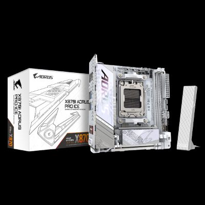 Gigabyte X870I AORUS PRO ICE, Processor family AMD, Processor socket AM5, DDR5 SDRAM, Supported hard disk drive interfaces M.2, SATA, Number of SATA connectors 2