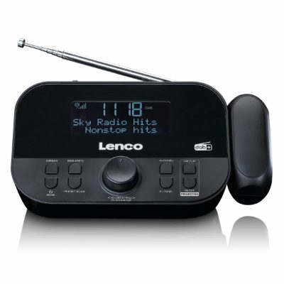 Lenco radio pulkstenis ar projekciju, melns