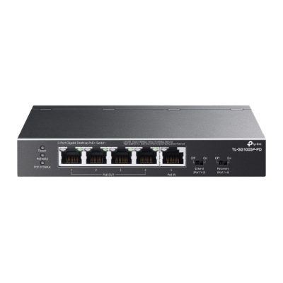 5-Port Gigabit Desktop Switch with 4-Port PoE, TL-SG1005P-PD, Unmanaged, Desktop/Wall mountable