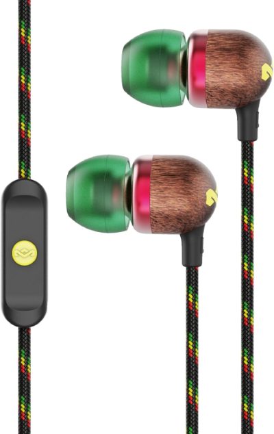 Earbuds, Smile Jamaica, Wired, In-ear, Microphone, Rasta