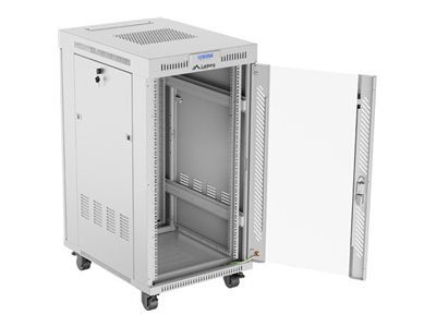 Rack cabinet 19" free-standing 22U/600x800 (flat pack) with glass door, FF01-6822-12SL, Grey