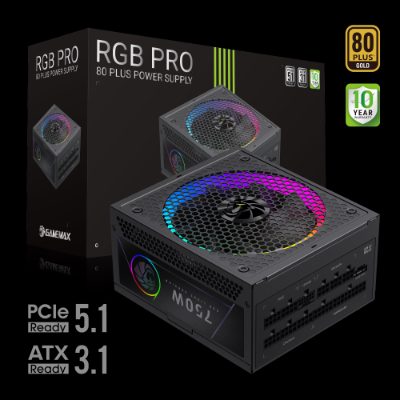 Gamemax PSU, RGB PRO 750G, 750 W, Gold, Full Modular