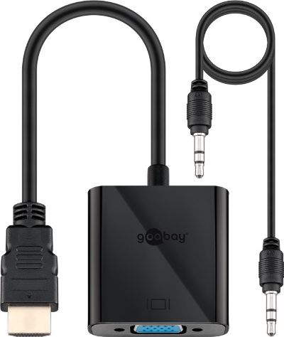HDMI/VGA adapter, nickel plated, 68793, Black, HDMI male (type A), VGA female (15-pin)