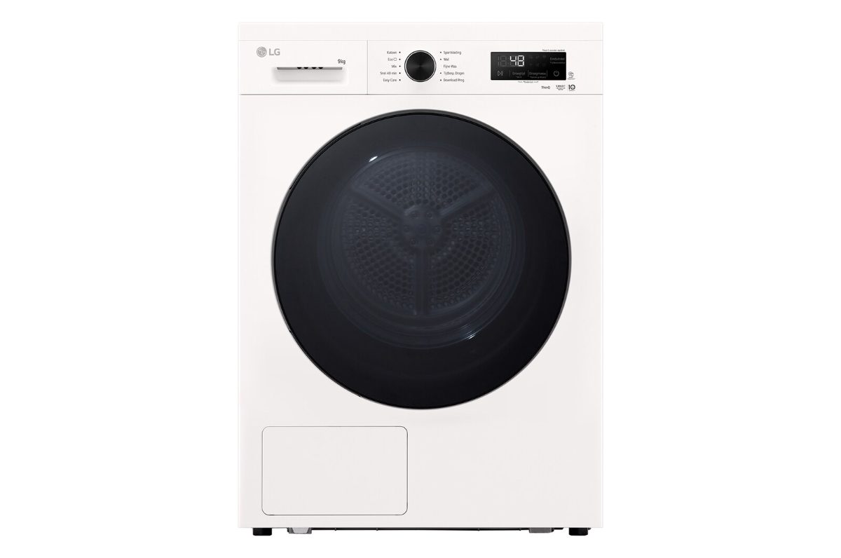 LG Dryer Machine, RHX1009NWB, Energy efficiency class C, Front loading, 9 kg, LED, Heat pump, Depth 66 cm, Wi-Fi, White