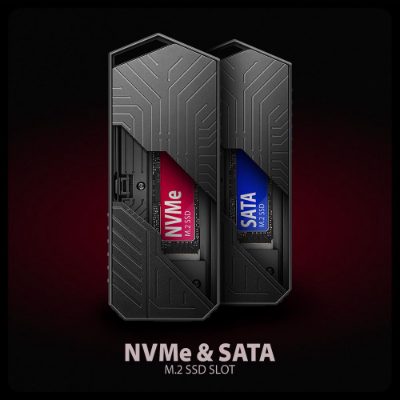 AXAGON USB-C 10Gbps - M.2 NVMe and SATA SSD GAME M.2 box, EEM2-GAM
