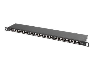 Patch panel 24 port 0.5U 19" CAT.5E FTP with cable organizer shielded, PPS5-0024-B