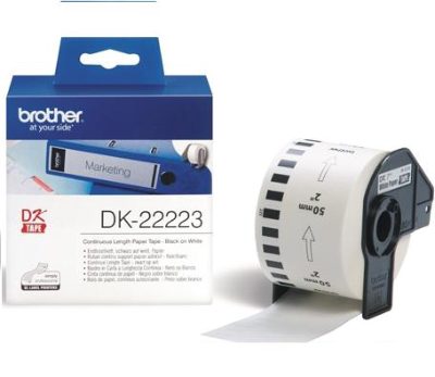 DK-22223 Continuous Length Paper Label, White, DK, 50mm, 30.48 m