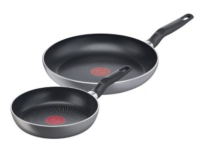 Pan, C2739053 Super Start Set of 2, Frying, Diameter 20 / 26 cm, Suitable for induction hob, Fixed handle, Gray - Hippo