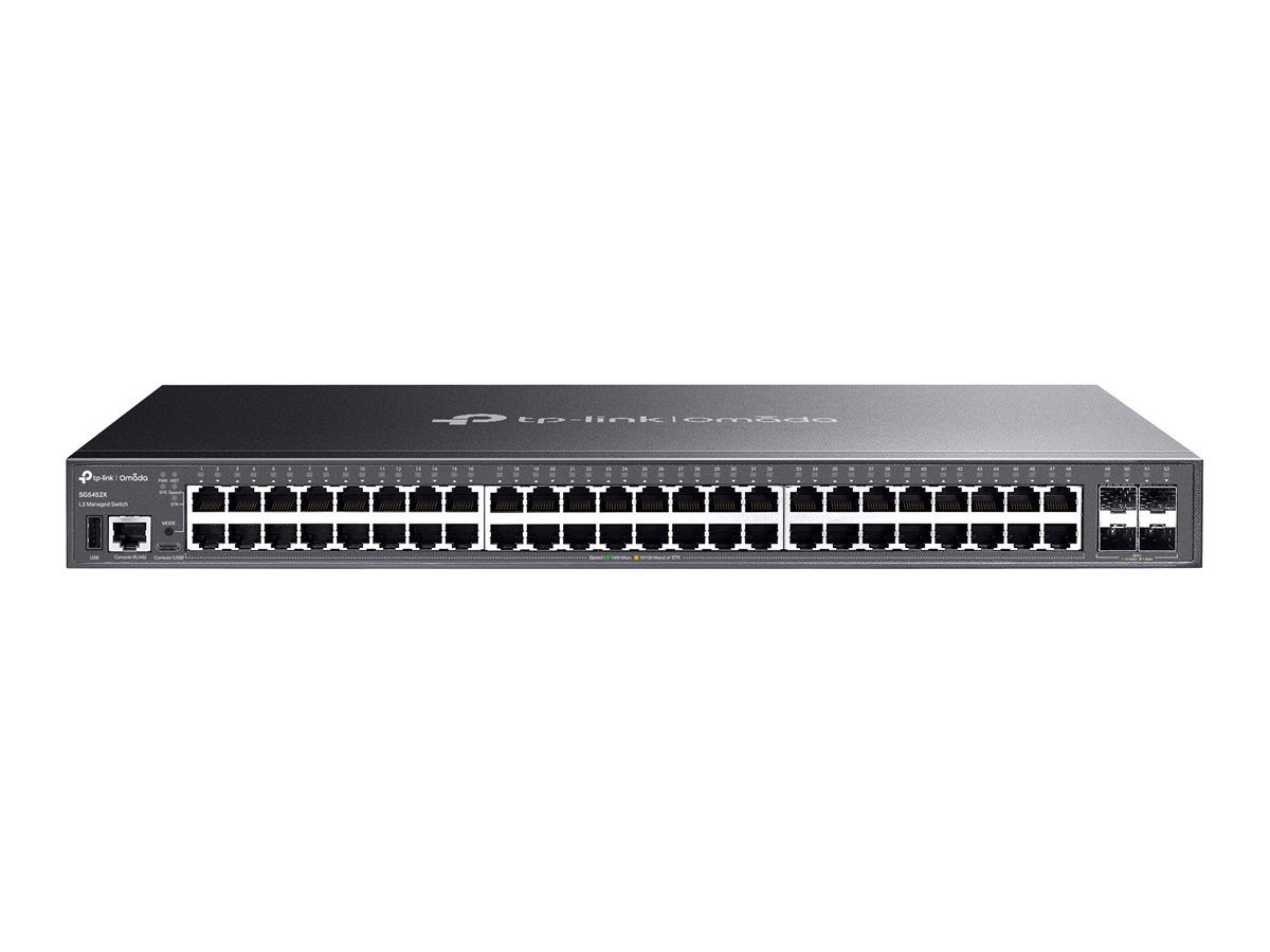 TP-LINK SG5452X Omada 48-Port Gigabit Stackable Lite L3 Managed Switch with 4× 10G Slots, TP-LINK